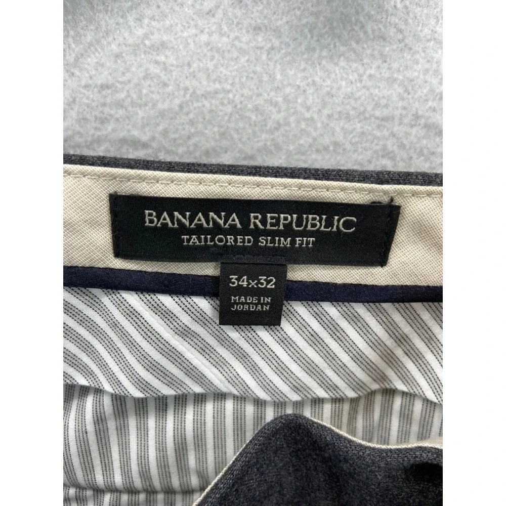 Banana Republic Dress Pants Mens 34x32 Grey Tailored Slim Fit Wool Career Office